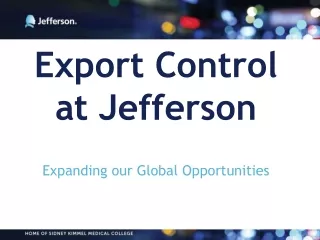 Export Control at Jefferson
