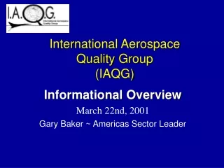 International Aerospace  Quality Group (IAQG)