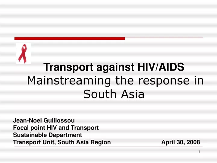 transport against hiv aids mainstreaming the response in south asia