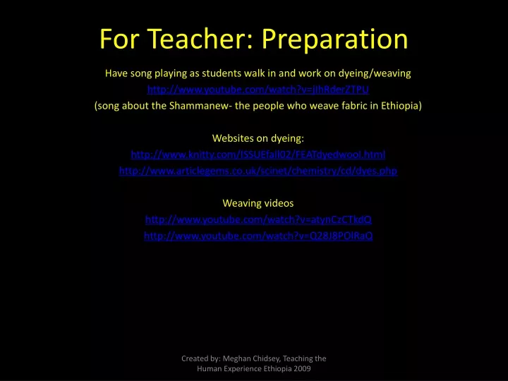 for teacher preparation