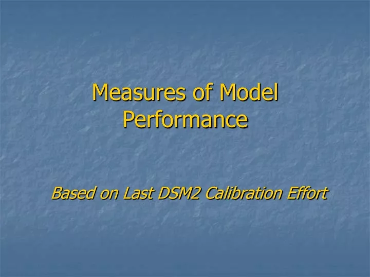 measures of model performance