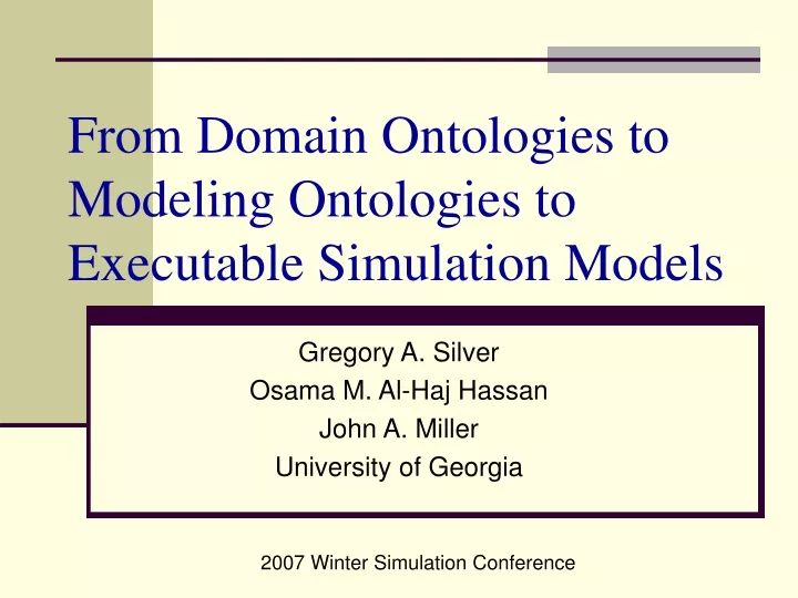 from domain ontologies to modeling ontologies to executable simulation models