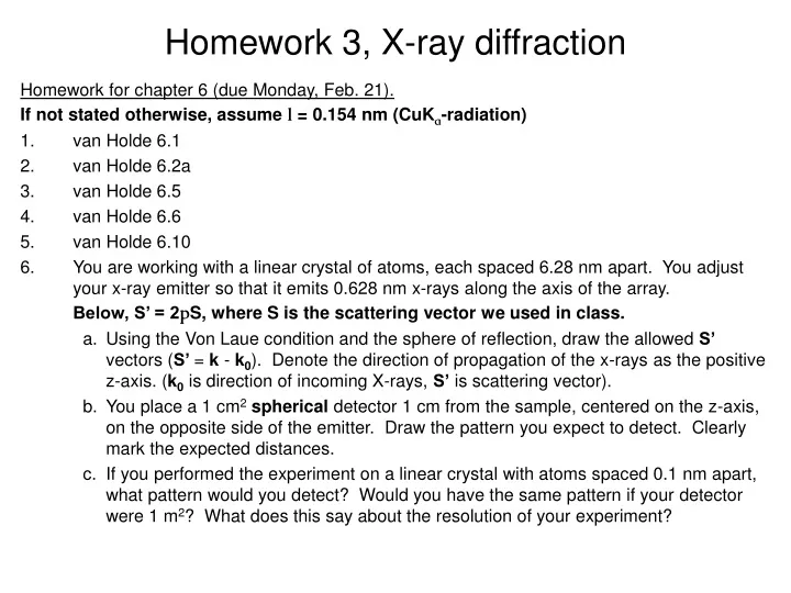 homework 3 x ray diffraction