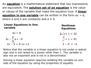 Linear Equations in One variable
