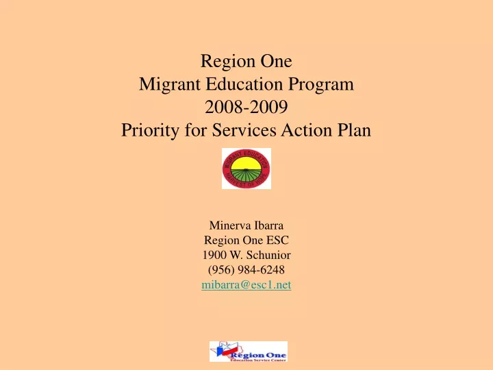 region one migrant education program 2008 2009 priority for services action plan