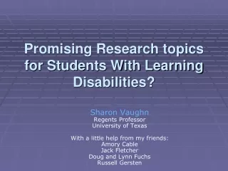 Promising Research topics for Students With Learning Disabilities?