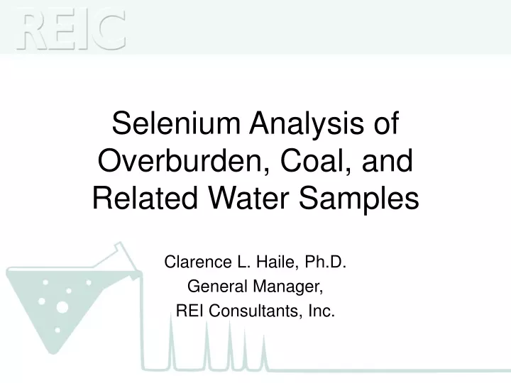 selenium analysis of overburden coal and related water samples