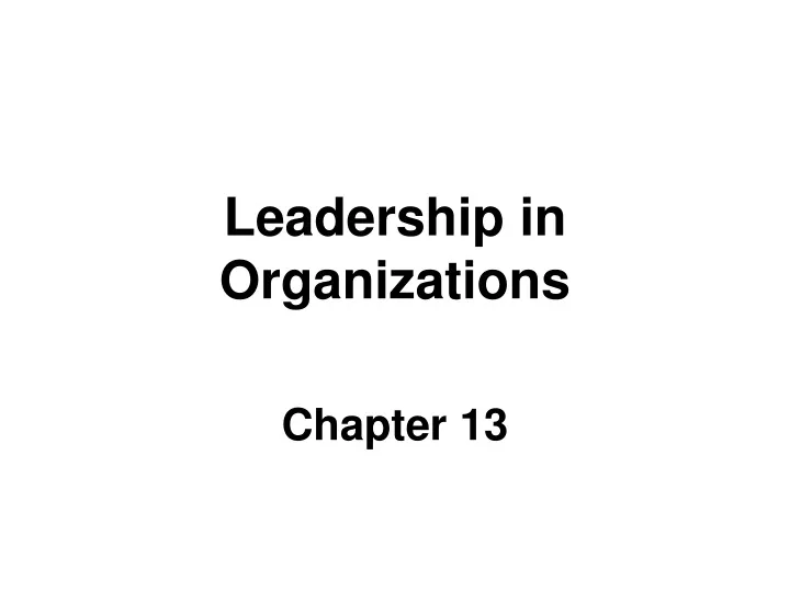 leadership in organizations