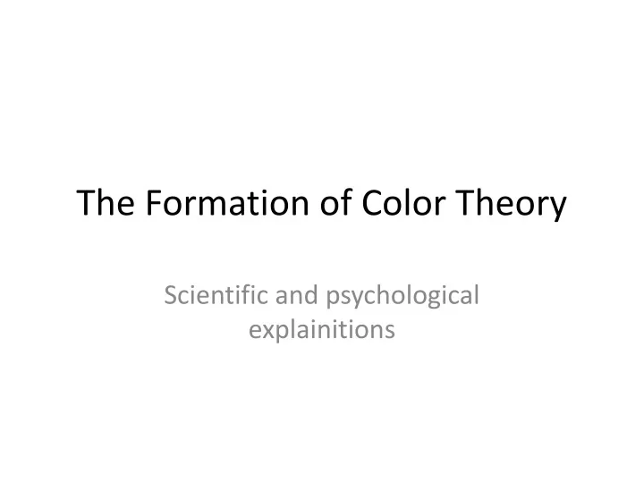 the formation of color theory