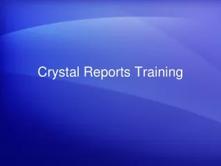 Crystal Reports  Training