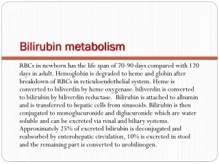Bilirubin metabolism
