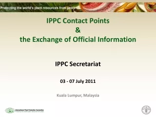 IPPC Contact Points &amp; the Exchange of Official Information
