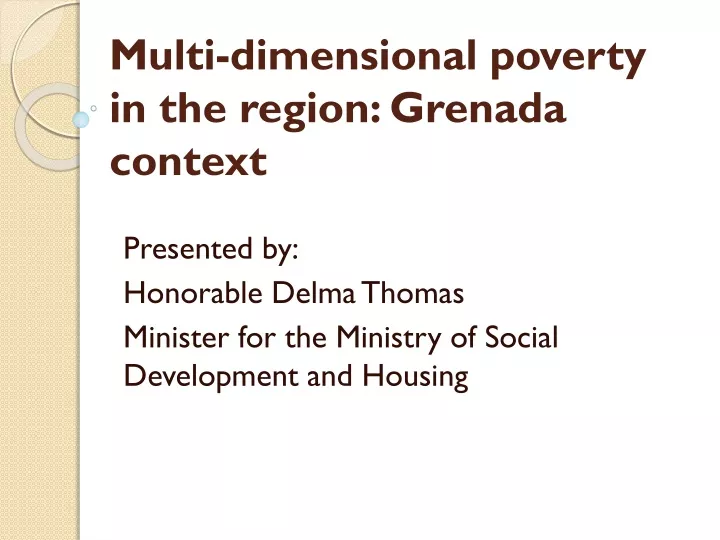 multi dimensional poverty in the region grenada context