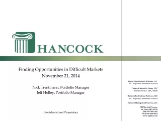 Hancock Institutional Advisors, LLC  SEC Registered Investment Advisor
