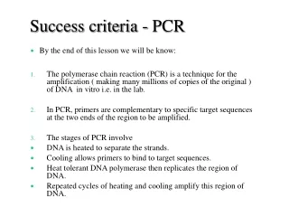 Success criteria - PCR