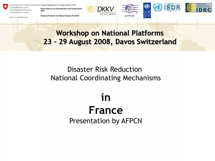 disaster risk reduction national coordinating