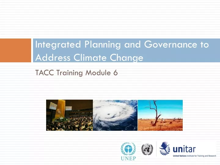 integrated planning and governance to address climate change