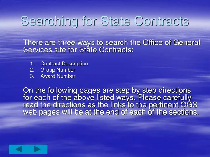 searching for state contracts