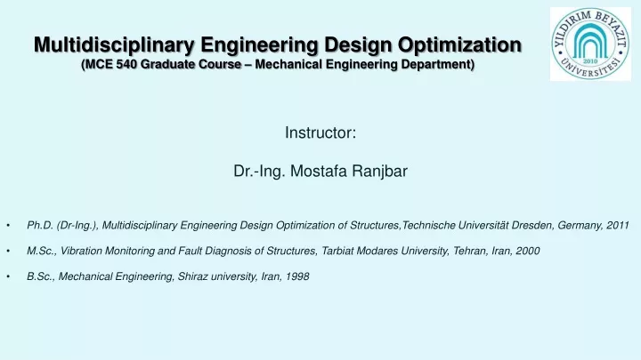 multidisciplinary engineering design optimization