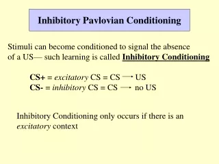 Inhibitory Pavlovian Conditioning