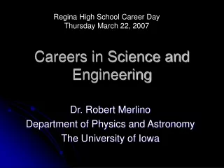 Careers in Science and Engineering