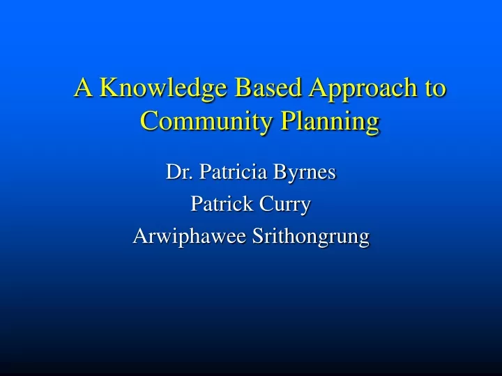 a knowledge based approach to community planning