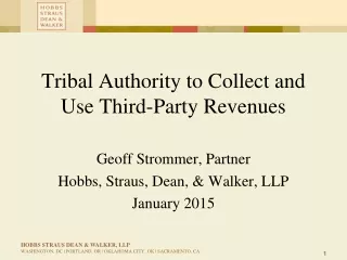 Tribal Authority to Collect and Use Third-Party Revenues