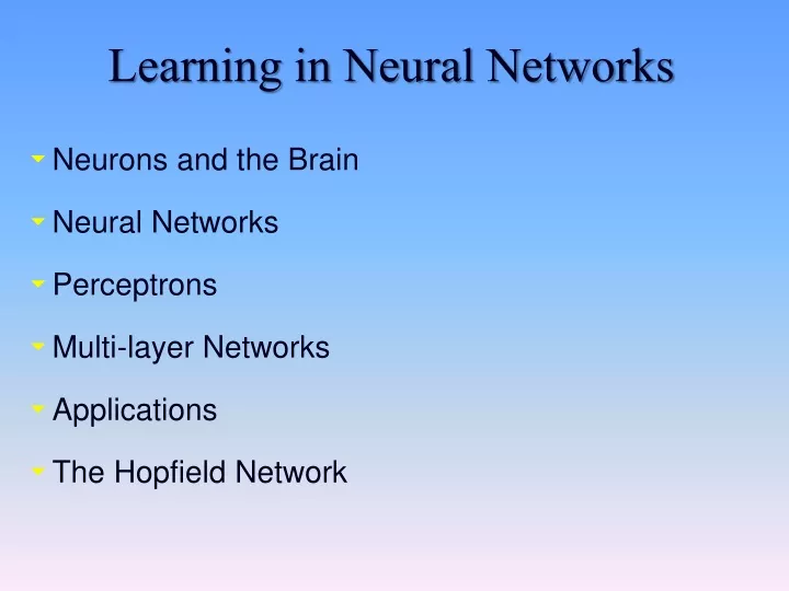 learning in neural networks