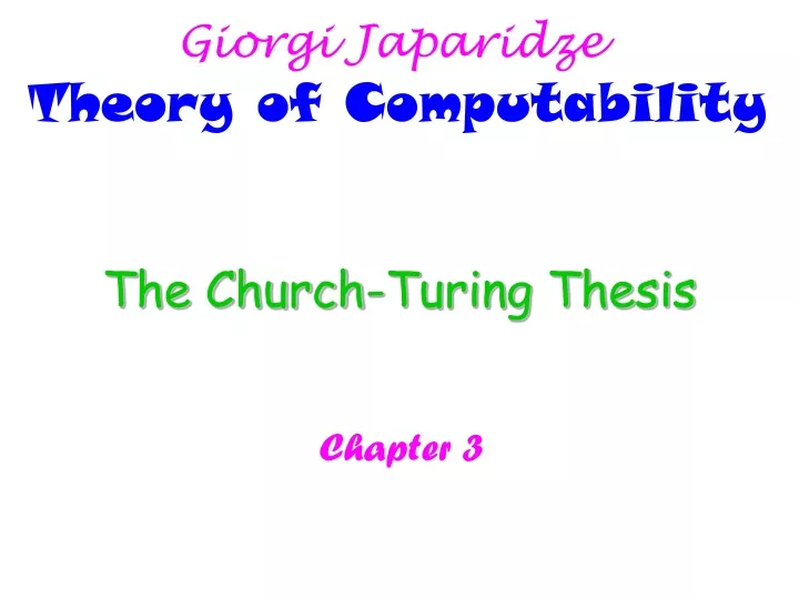 the church turing thesis