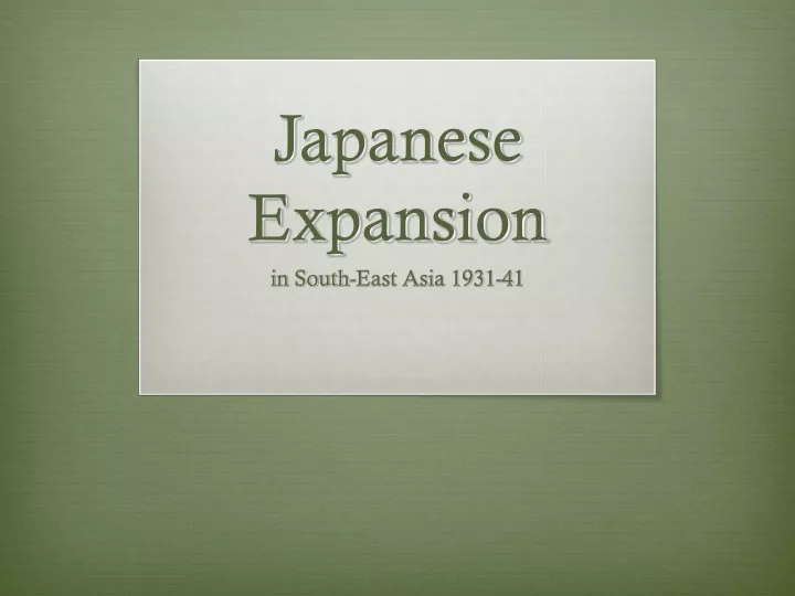 japanese expansion