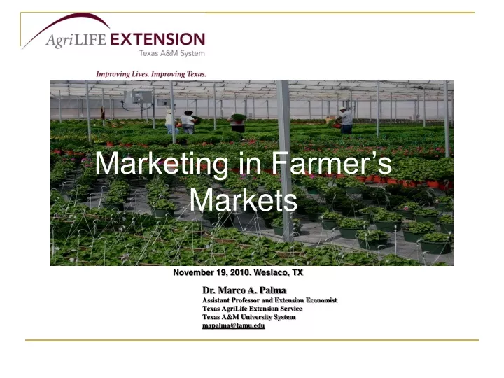 marketing in farmer s markets