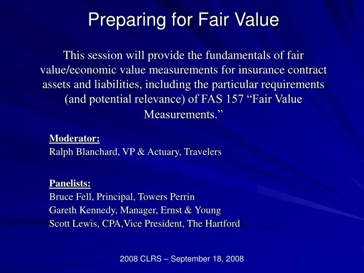 preparing for fair value