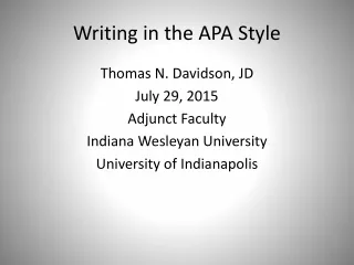 Writing in the APA Style