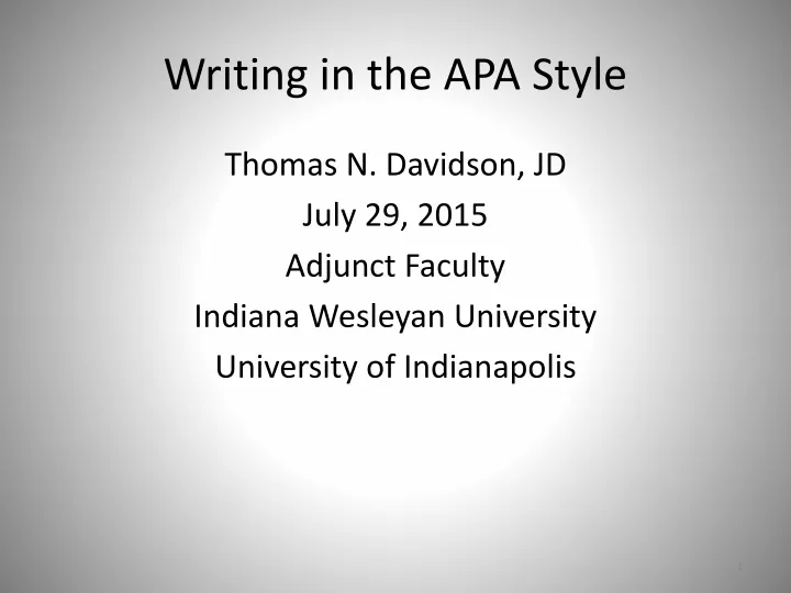 writing in the apa style