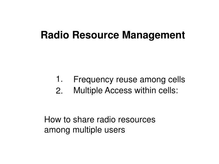 radio resource management