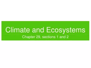 Climate and Ecosystems