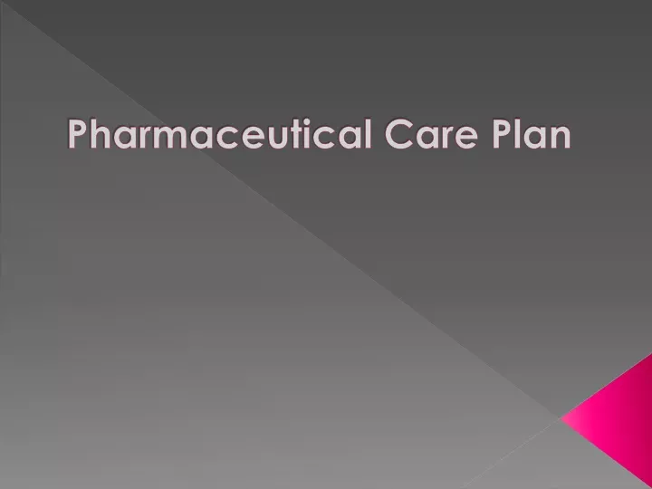 pharmaceutical care plan
