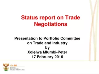 Status report on Trade Negotiations