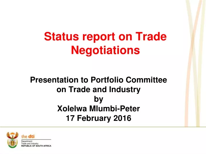 status report on trade negotiations