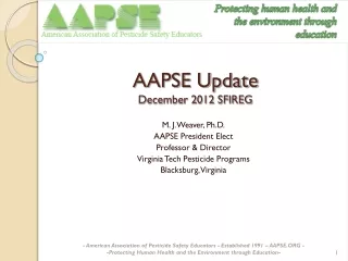 AAPSE Update December 2012 SFIREG
