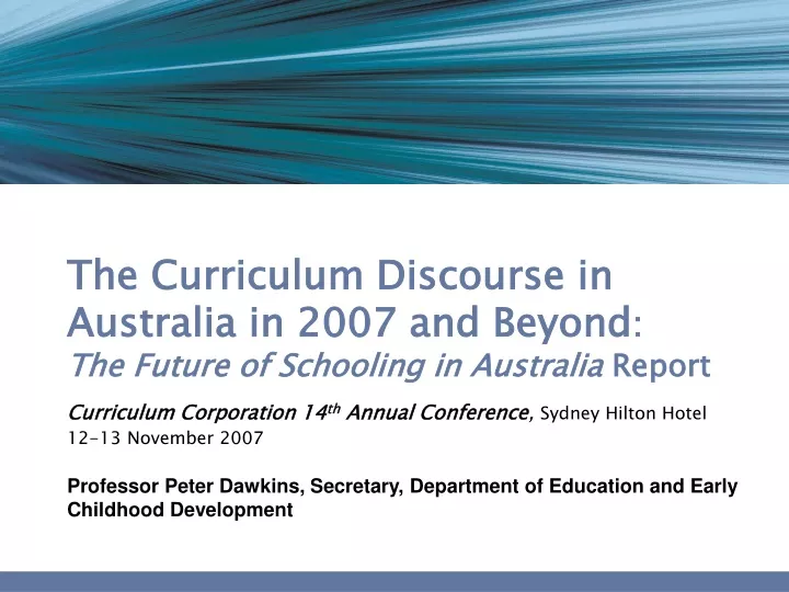 the curriculum discourse in australia in 2007