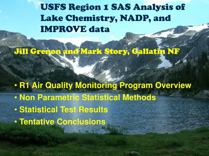 usfs region 1 sas analysis of lake chemistry nadp