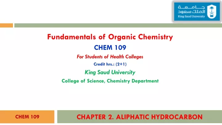 chapter 2 aliphatic hydrocarbon