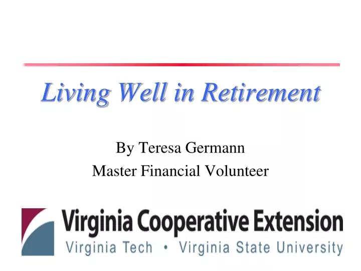 living well in retirement