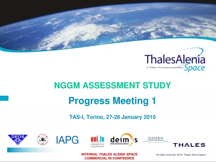 nggm assessment study progress meeting 1 tas i torino 27 28 january 2010