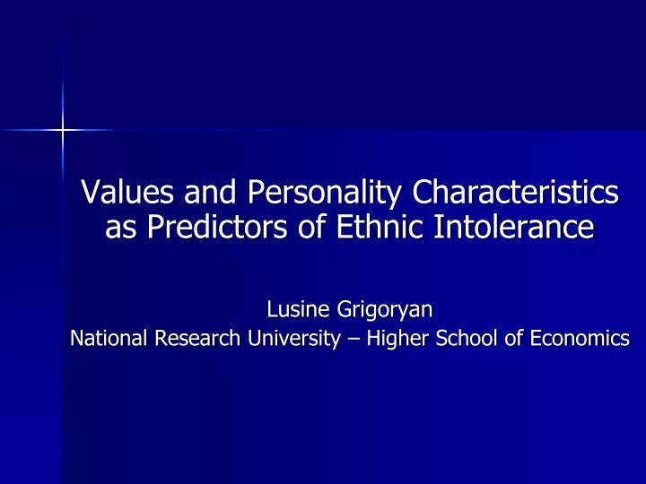 values and personality characteristics