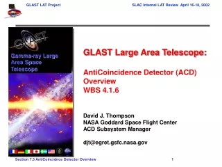 GLAST Large Area Telescope: AntiCoincidence Detector (ACD) Overview WBS 4.1.6 David J. Thompson
