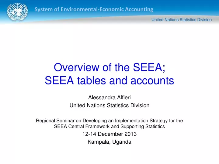 overview of the seea seea tables and accounts