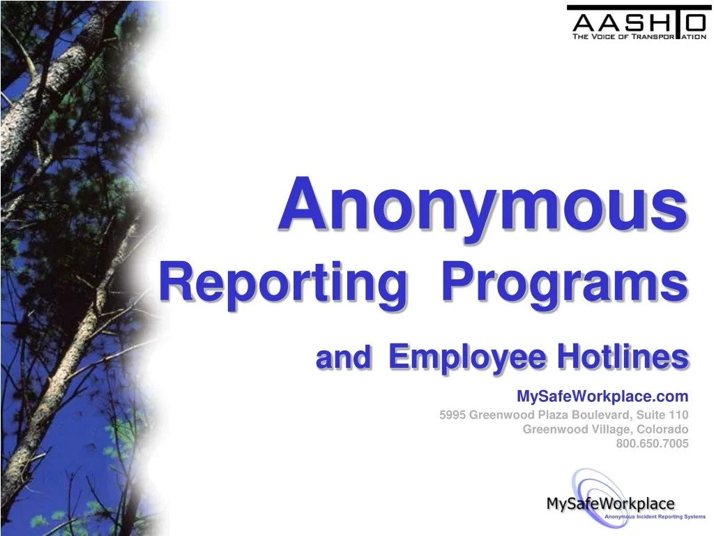 PPT - Anonymous Reporting Programs and Employee Hotlines ...