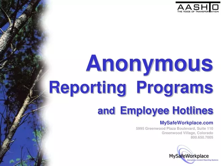 anonymous reporting programs and employee